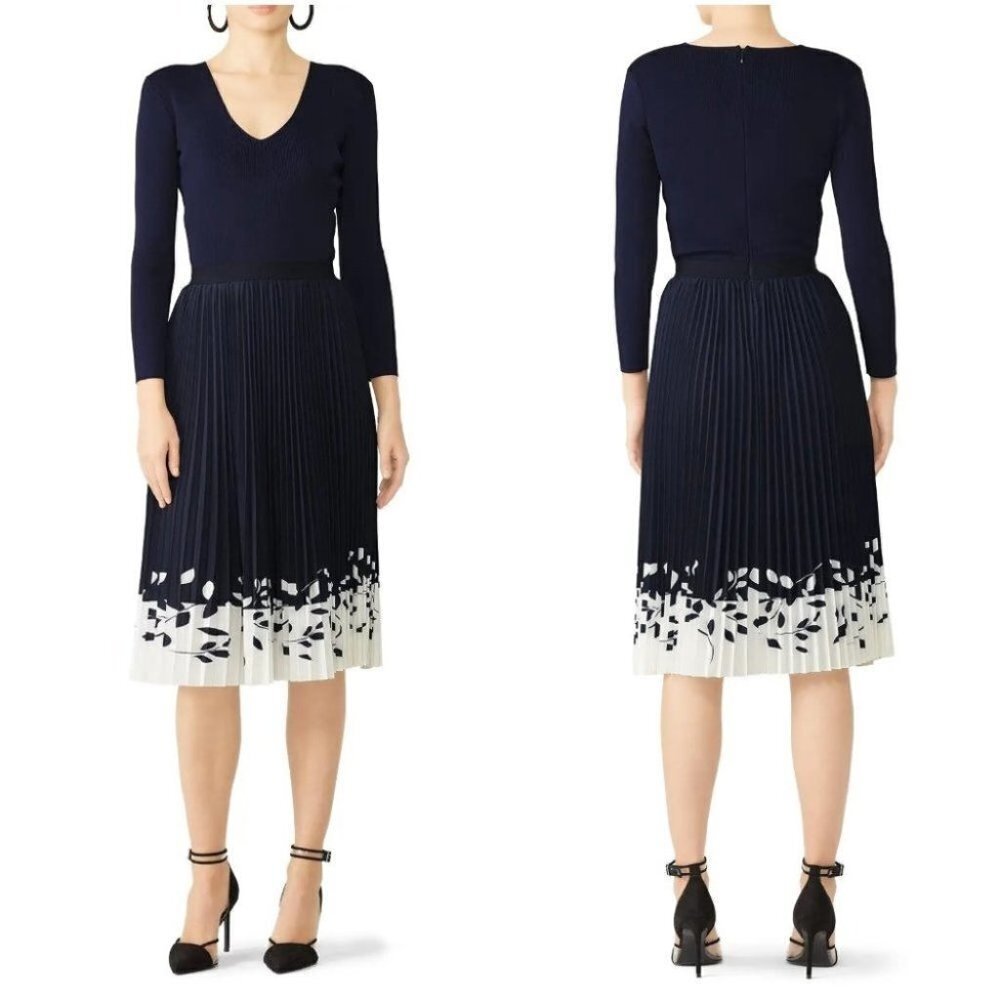 Sachin & Babi Blue Almeria Pleated Knit Midi Dress $495 - Picture 2 of 13